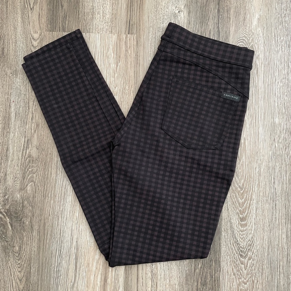 Sanctuary Plaid Leggings – Purple & Black (Size Small)